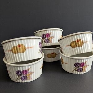 6 Vintage Royal Worcester Individual Ramekins Berries & Olives Dip Bowls